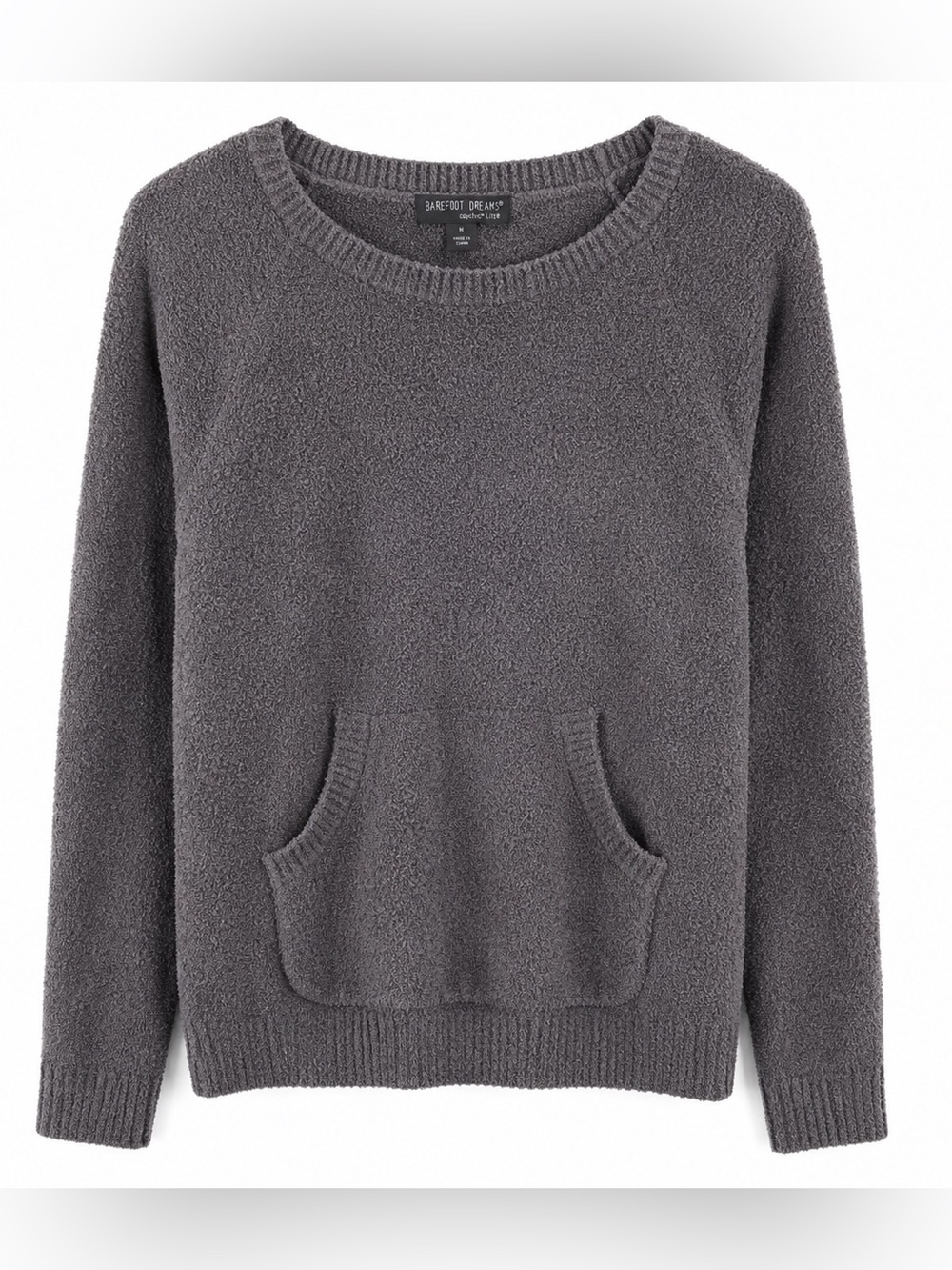 Barefoot Dreams CozyChic Lite Sweater Women M Gray Soft Lounge Pullover